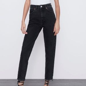 ZARA black washed MOM FIT JEANS